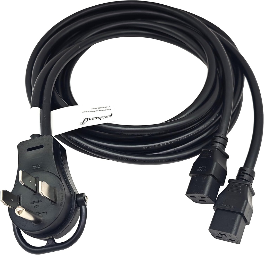 Parkworld NEMA 14-50P to (2) C19 Splitter Adapter Power Cord Output 20